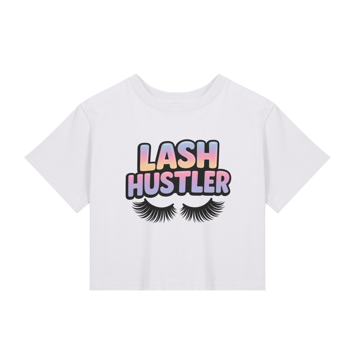 💕 Lash Hustler – Glam Boss Babe Cropped Tee