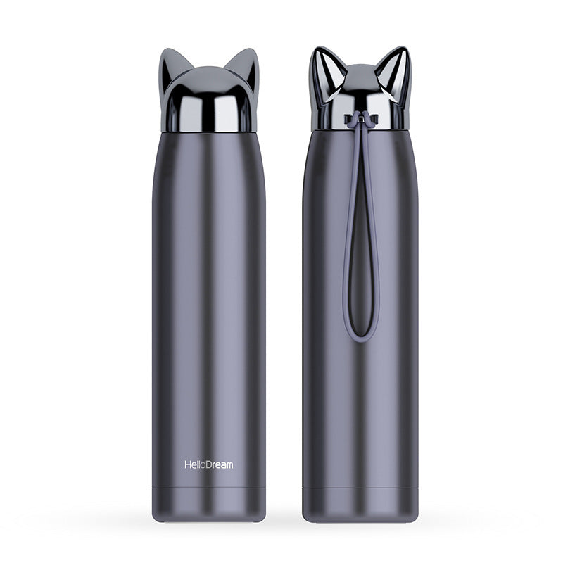 Stainless Steel Cat Ear Vacuum Water Bottle – 12–24 Hour Insulation