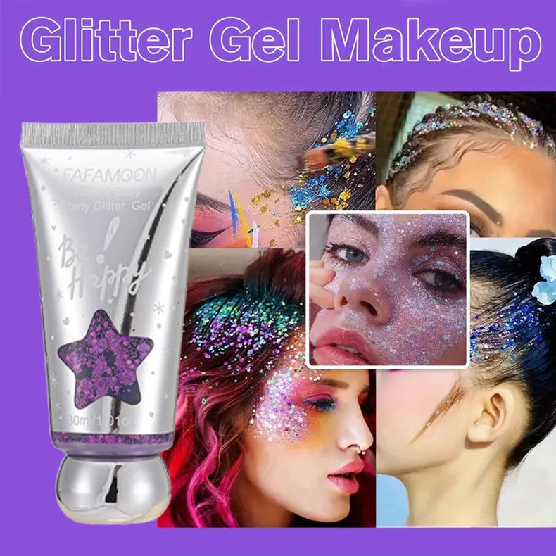 🌈 Festival Glow Glitter Gel – Rave-Ready Sparkle for Hair & Skin