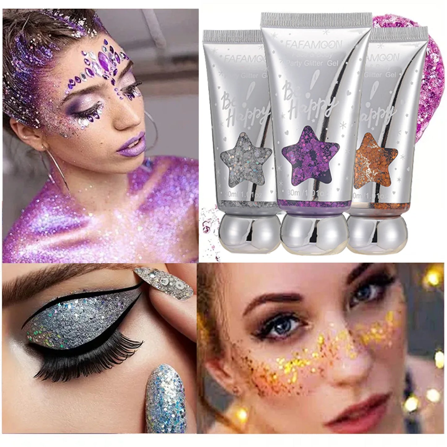 🌈 Festival Glow Glitter Gel – Rave-Ready Sparkle for Hair & Skin