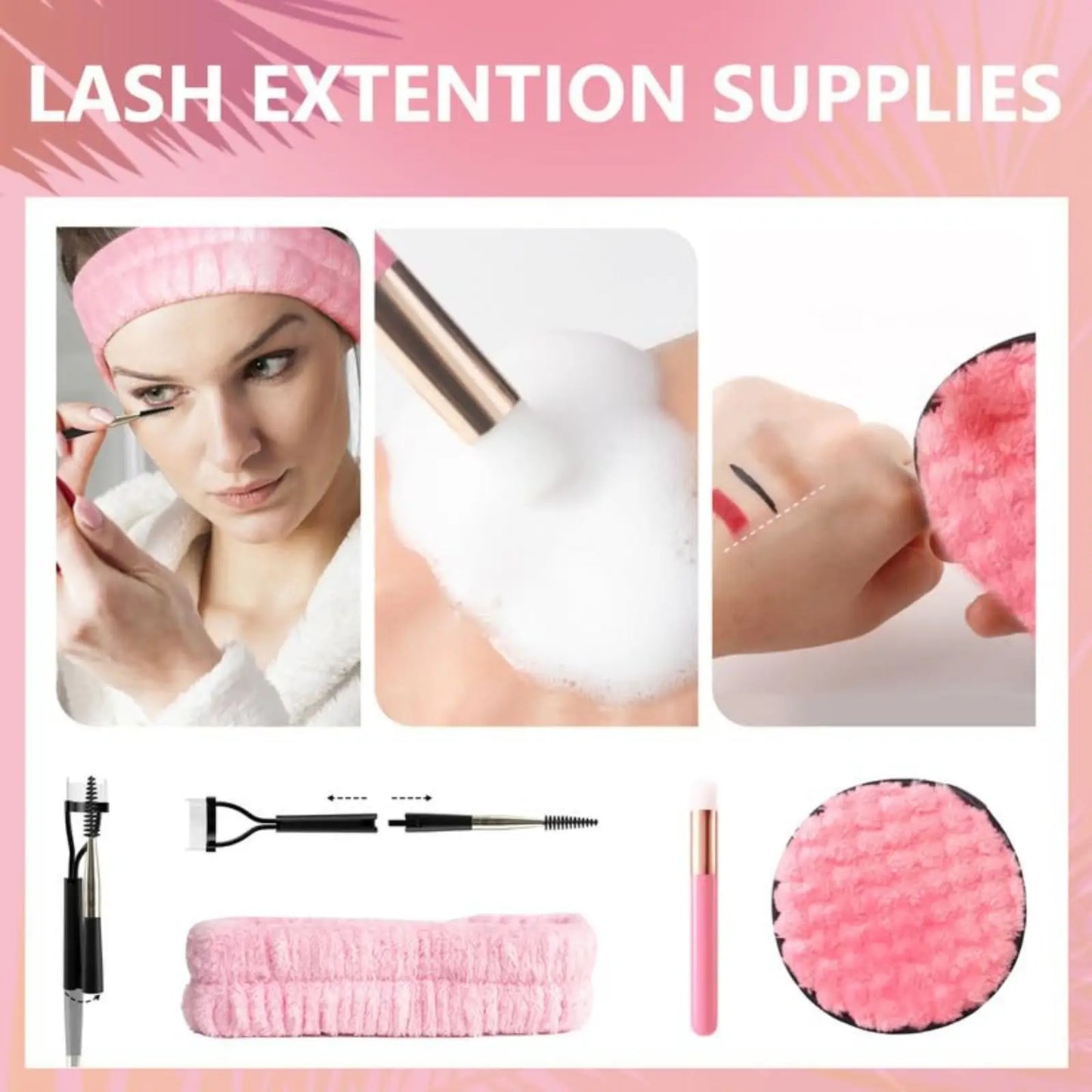 π DIY Lash Cleaning Kit β Lash Shampoo, Fan, Brushes & More (Pink)