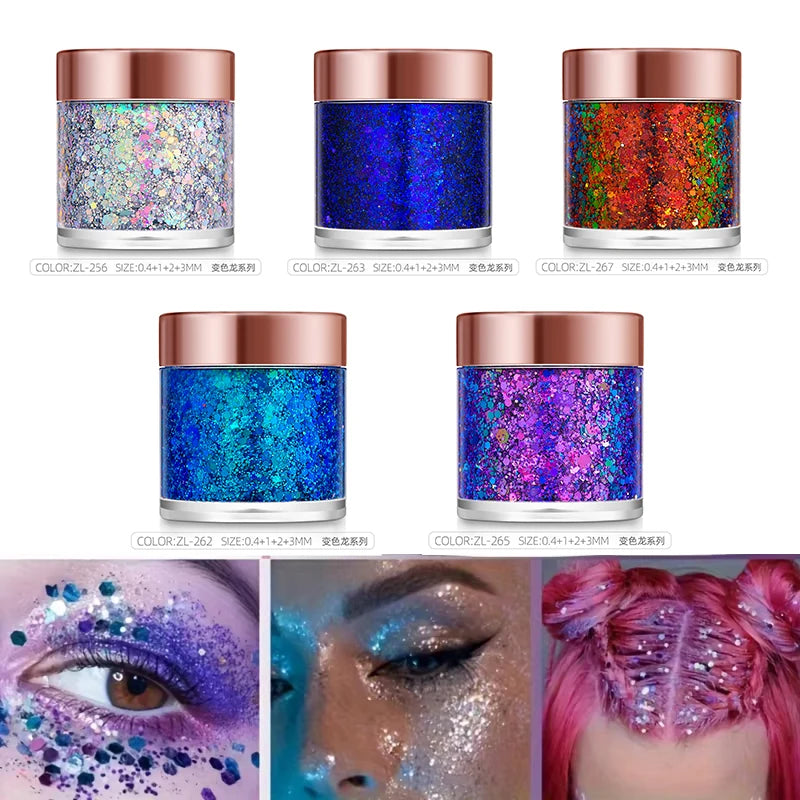 π Holographic Festival Glitter Gel for Face, Body & Hair | Long-Lasting Party Makeup