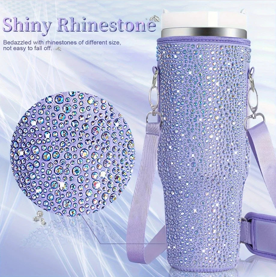 Shiny Rhinestone Lanyard Cup Protection Case - Compatible for Stanley 40oz