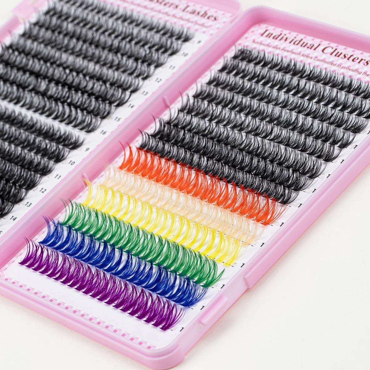 ποΈ DIY Lash Extension Kit β 600pc Cluster Lashes (Natural Black + Rainbow Color Mix)