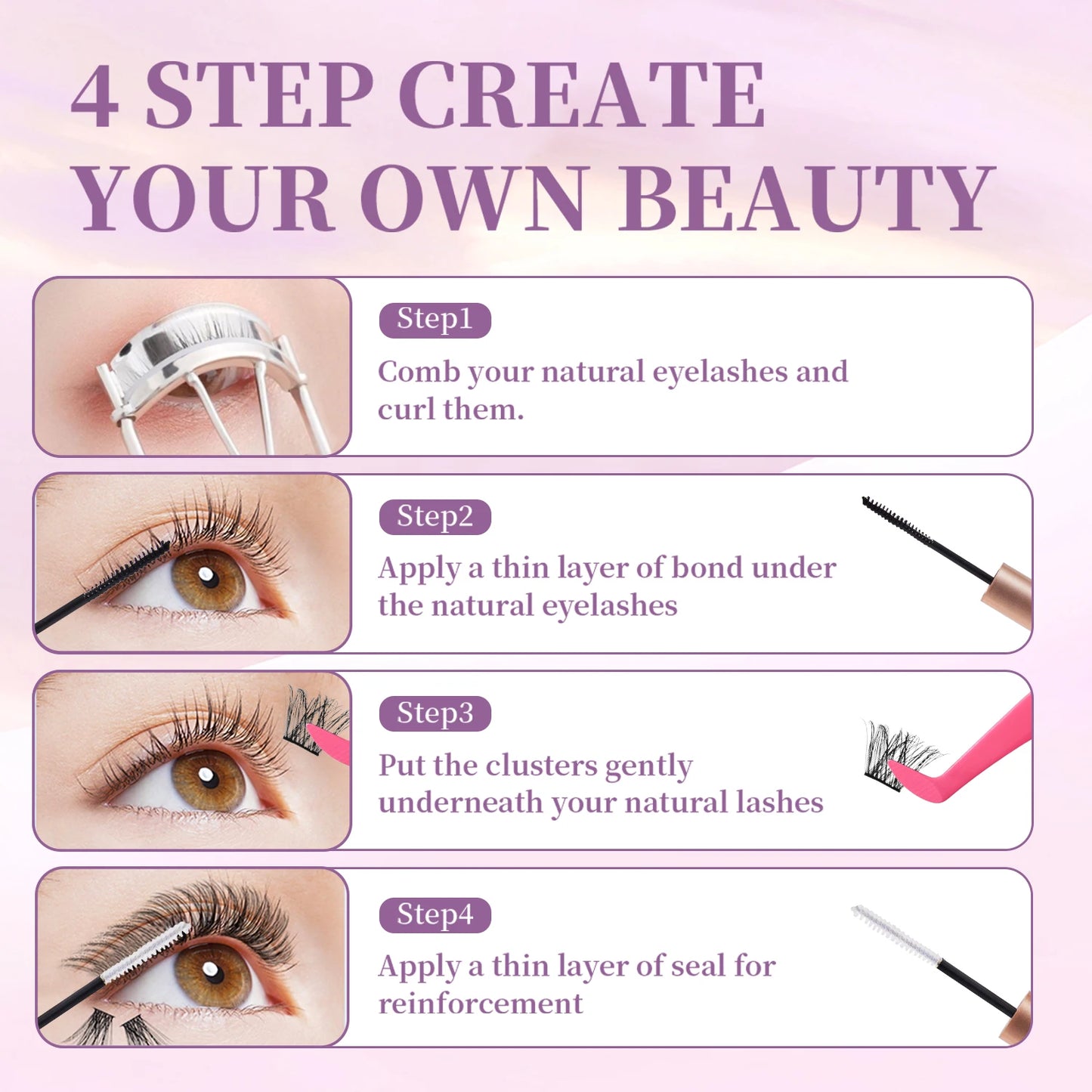 ποΈ DIY Lash Extension Kit β 280pc Cluster Lashes (Choose Natural 30D/40D or Bold 40D/50D)