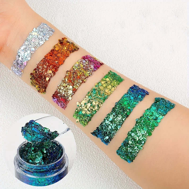 π Holographic Festival Glitter Gel for Face, Body & Hair | Long-Lasting Party Makeup