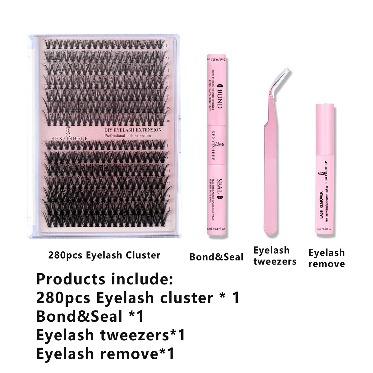 ποΈ DIY Lash Extension Kit β 280pc Cluster Lashes (Choose Natural 30D/40D or Bold 40D/50D)