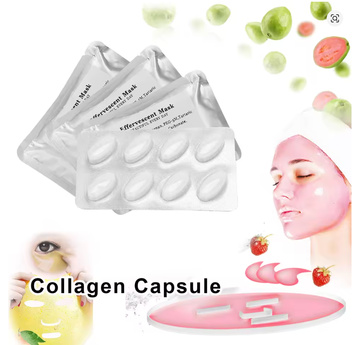 π§ͺ 32pcs Collagen Mask Effervescent Tablets β DIY Skin Care for Facial Mask Maker Machines