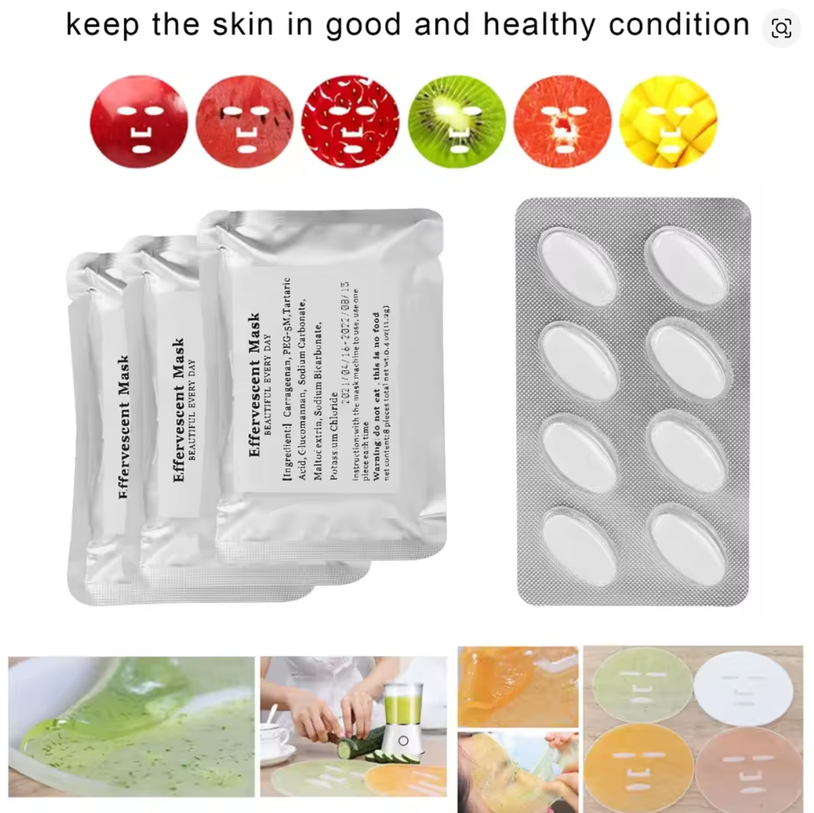π§ͺ 32pcs Collagen Mask Effervescent Tablets β DIY Skin Care for Facial Mask Maker Machines
