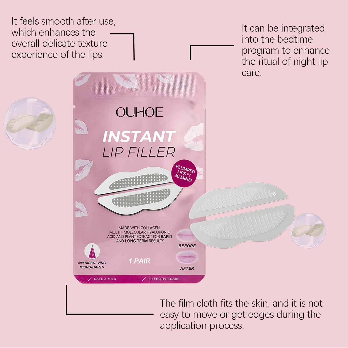 π Microneedle Lip Patches β Instant Lip Plumping & Smile Line Smoother