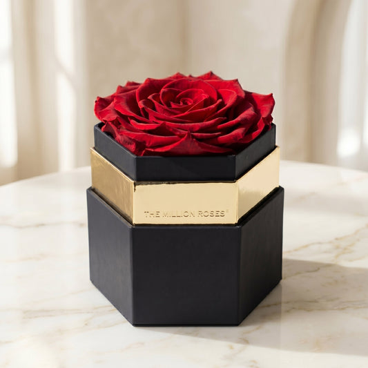 One in a Millionโข Black Hexagon Box | Red Rose