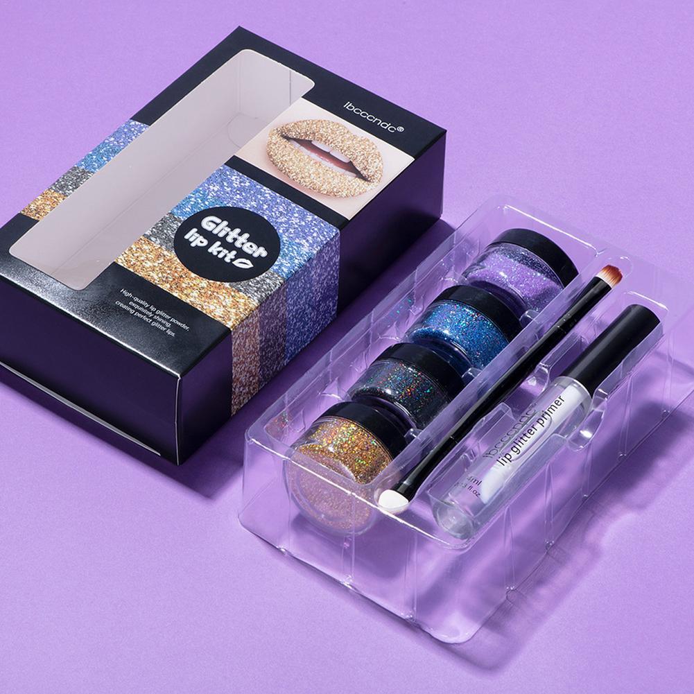 Glitter Lip Gloss Lipstick Kit – Diamond Shine with Primer | Festival-Ready, Waterproof & Long-Lasting
