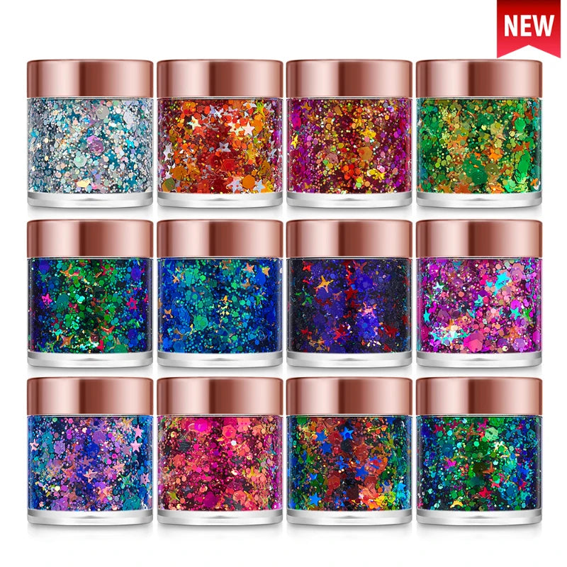π Holographic Festival Glitter Gel for Face, Body & Hair | Long-Lasting Party Makeup