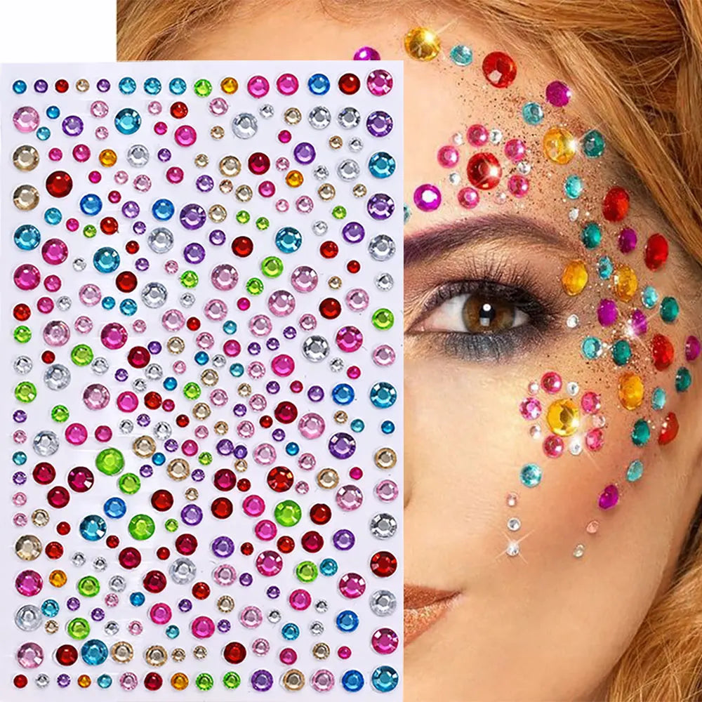 π Rainbow Face Gem Stickers β Sparkle Tattoo Set for Festivals, Makeup & More β¨