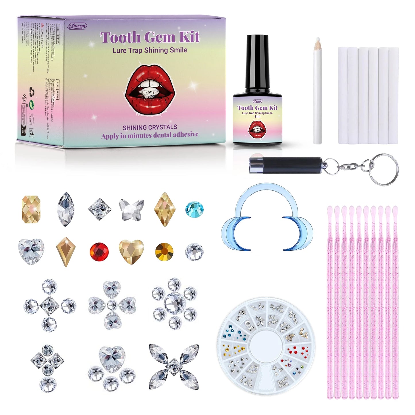✨ DIY Temporary Tooth Gem Kit – 1–2 Day Glam Smile Kit (Non-Permanent)