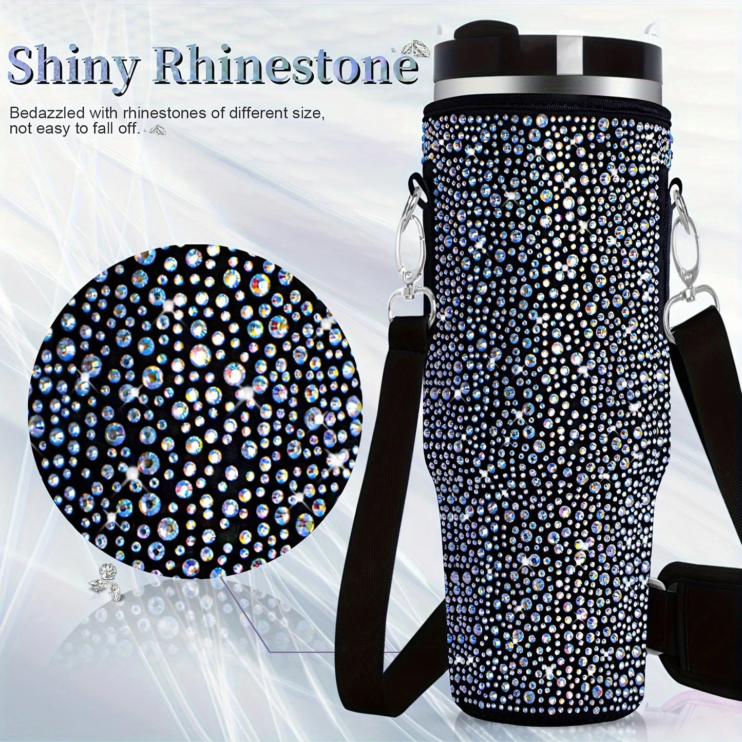 Shiny Rhinestone Lanyard Cup Protection Case - Compatible for Stanley 40oz