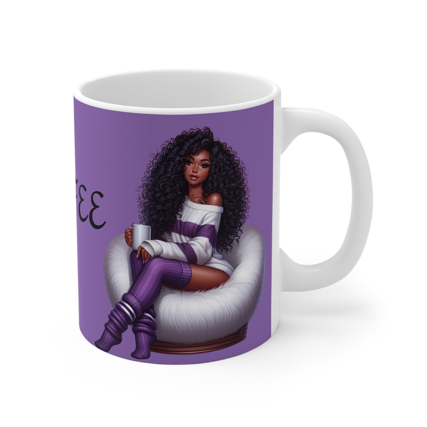 Coffee Please Mug | Cozy Girl #4 Artwork Ceramic Coffee Cup | 11oz Stylish Drinkware | Dishwasher & Microwave Safe | Gift for Coffee Lovers