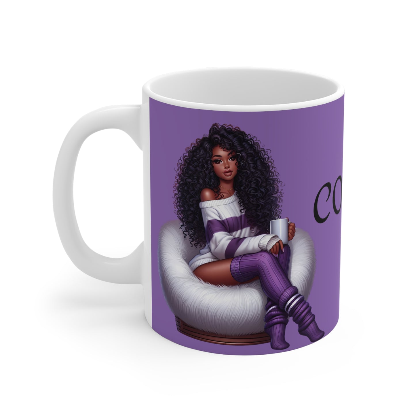 Coffee Please Mug | Cozy Girl #4 Artwork Ceramic Coffee Cup | 11oz Stylish Drinkware | Dishwasher & Microwave Safe | Gift for Coffee Lovers