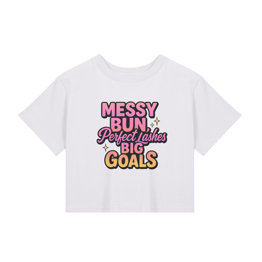 💫 Messy Bun, Perfect Lashes, Big Goals #2 - Cropped Tee