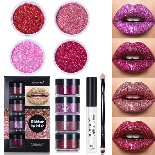 Glitter Lip Gloss Lipstick Kit – Diamond Shine with Primer | Festival-Ready, Waterproof & Long-Lasting