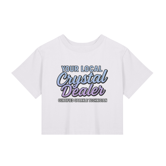 💎 Your Local Crystal Dealer – Certified Sparkle Technician Cropped Tee - For Tooth Gem Artists