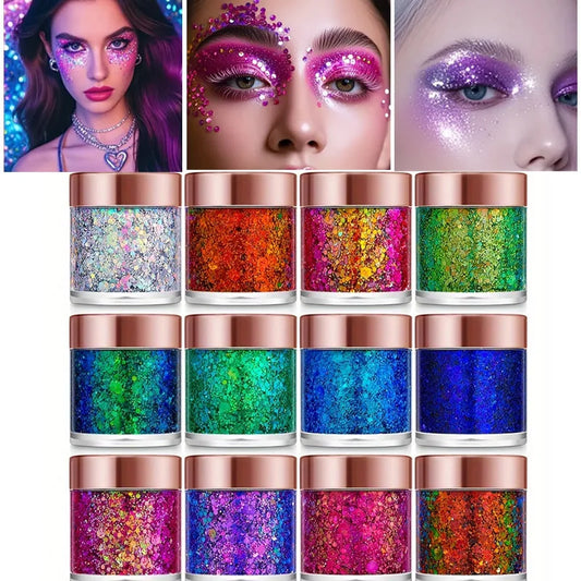 🌟 Holographic Festival Glitter Gel for Face, Body & Hair | Long-Lasting Party Makeup