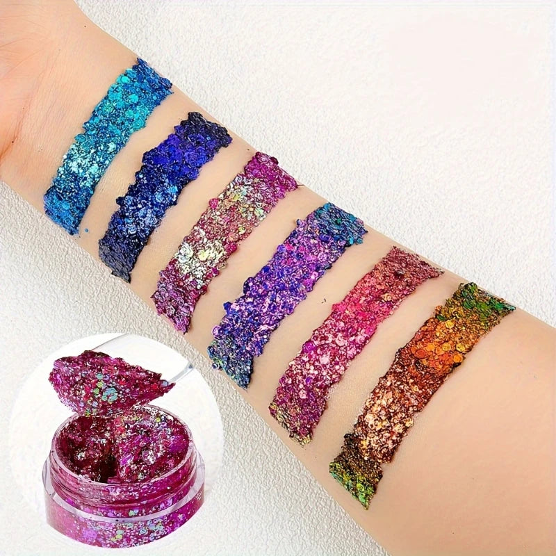 🌟 Holographic Festival Glitter Gel for Face, Body & Hair | Long-Lasting Party Makeup
