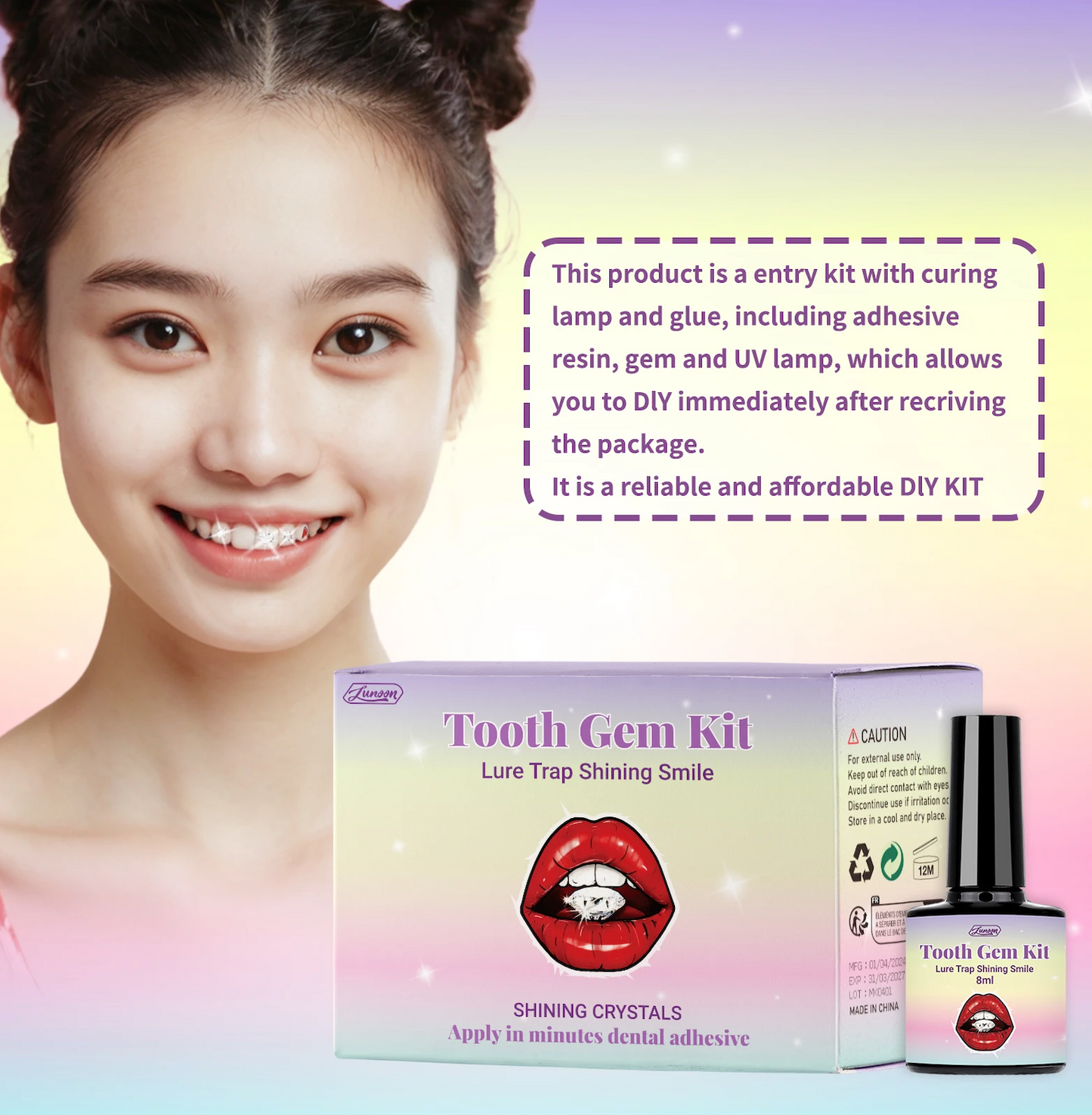 ✨ DIY Temporary Tooth Gem Kit – 1–2 Day Glam Smile Kit (Non-Permanent)