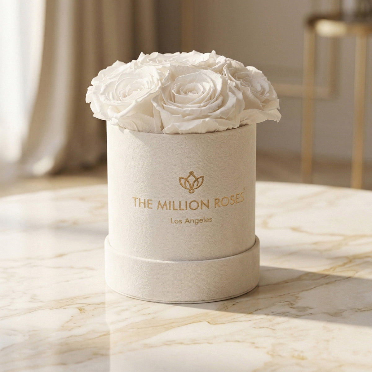 Essence Beige Suede Box | White Roses