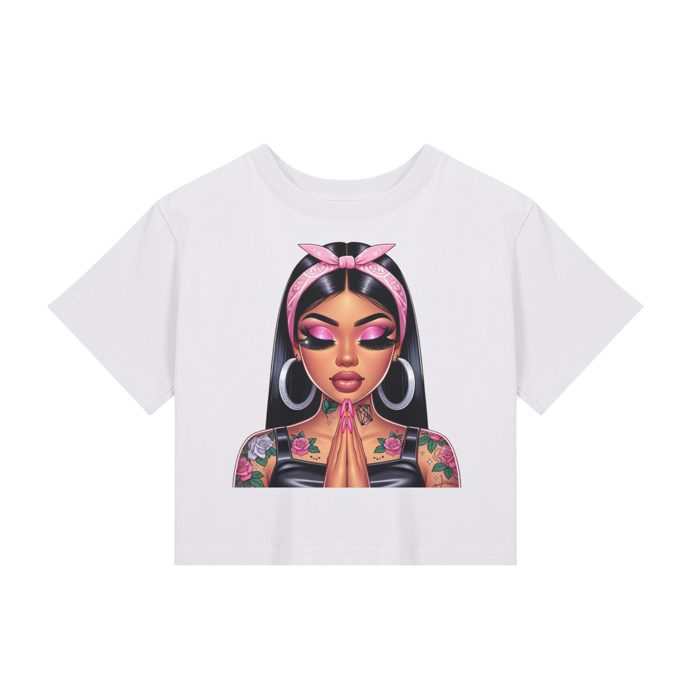 💖 Pink Bandida Girl – Chicana Crop Tee
