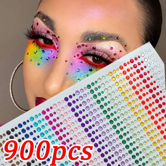 🌈 Rainbow Face Gem Stickers – Sparkle Tattoo Set for Festivals, Makeup & More ✨