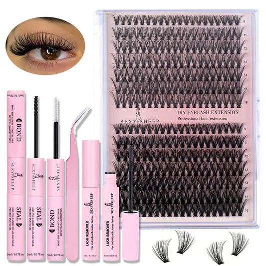 👁️ DIY Lash Extension Kit – 280pc Cluster Lashes (Choose Natural 30D/40D or Bold 40D/50D)